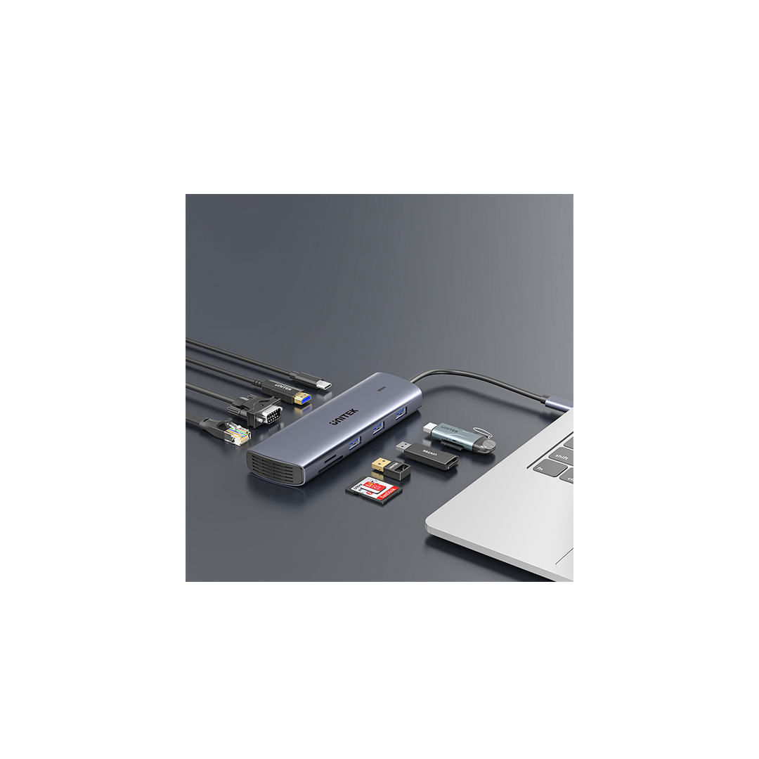 Buy Unitek 9-in-1 USB-C Hub with Dual Monitors in Qatar Buy Unitek 9-in-1 USB-C Hub with Dual Monitors in Qatar